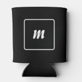 Monogram met zwarte en witte streep blikjeskoeler (Achterkant)