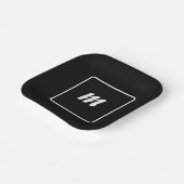 Monogram met zwarte en witte streep papieren bordje (Gebogen)