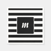 Monogram met zwarte en witte streep servet (Voorkant)
