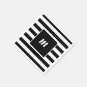 Monogram met zwarte en witte streep servet (Hoek)