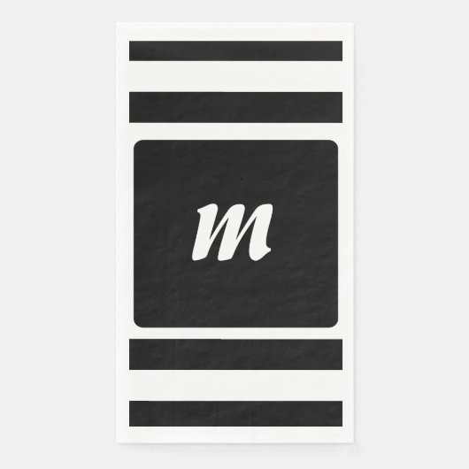 Monogram met zwarte en witte streep servet (Voorkant)