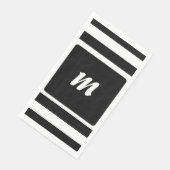 Monogram met zwarte en witte streep servet (Hoek)