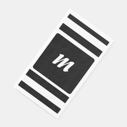 Monogram met zwarte en witte streep servet (Hoek)