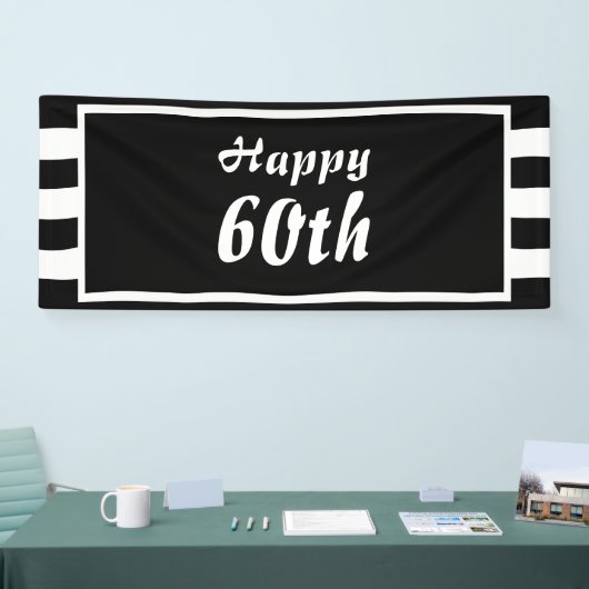 Monogram met zwarte en witte streep spandoek (Beurs)