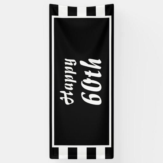 Monogram met zwarte en witte streep spandoek (Verticaal)