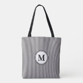 Monogram met zwarte en witte streep tote bag (Achterkant)