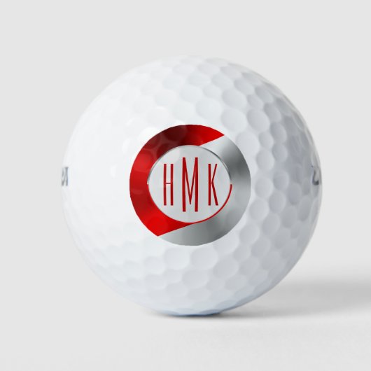 Monogram met zwarte en zilvergeometrische vormgevi golfballen (Voorkant)