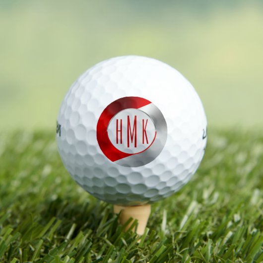 Monogram met zwarte en zilvergeometrische vormgevi golfballen (Insitu Shirt)