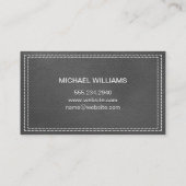 Monogram metaal | Dubbel grijs leder Visitekaartje (Achterkant)