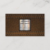 Monogram metaal | Dubbelgelekt bruin leder Visitekaartje (Achterkant)
