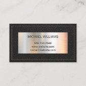 Monogram metaal | Geel gelaagd zwart leder Visitekaartje (Achterkant)