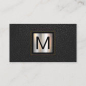 Monogram metaal | Geel gelaagd zwart leder Visitekaartje (Voorkant)