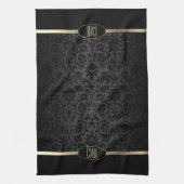 Monogram metaal goud en Floral Damask Theedoek (Verticaal)