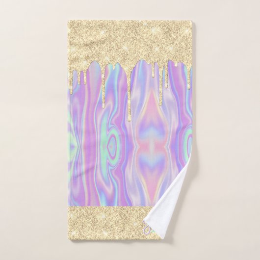 Monogram metaal goud glitter Drip & Iridescent Bad Handdoek (Handdoek)