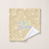 Monogram metaal goud glitter Drip & Iridescent Bad Handdoek (Wasdoekje)
