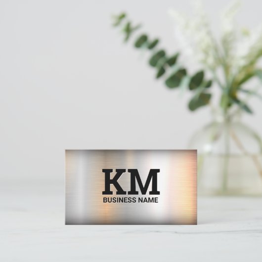 Monogram | Metaal industrieel staal Visitekaartje (Staand voorkant)