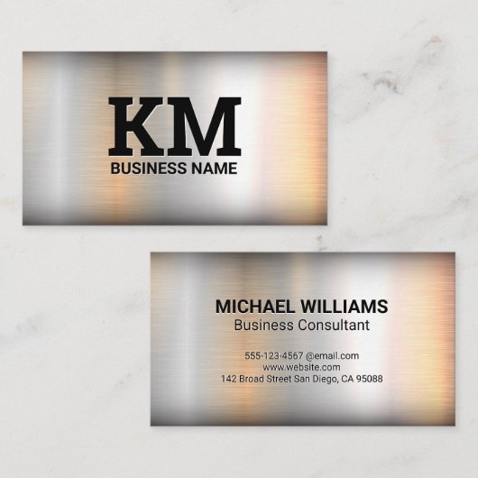 Monogram | Metaal industrieel staal Visitekaartje (Voorkant / Achterkant)