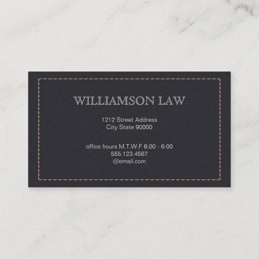 Monogram | Metaal | Leer Gestikt Visitekaartje (Achterkant)