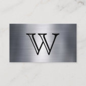 Monogram | Metaal | Leer Gestikt Visitekaartje (Voorkant)