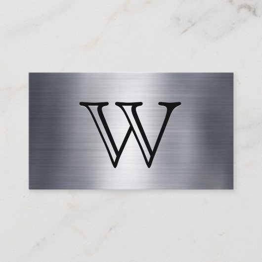 Monogram | Metaal | Leer Gestikt Visitekaartje (Voorkant)