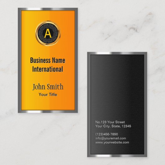 Monogram Metaal Lijst Elegant Gold Visitekaartje (Voorkant / Achterkant)