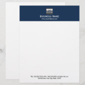 Monogram Metaal Logo marineblauw Modern Profession Briefhoofd Sjabloon (Voorkant / Achterkant)