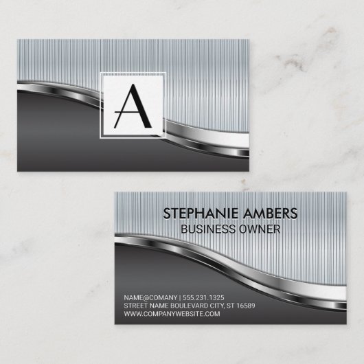 Monogram metaal met Rivets Achtergrond Visitekaartje (Voorkant / Achterkant)