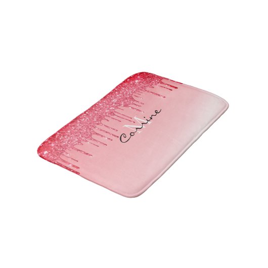 Monogram metaal Neon Hot Pink Glitter Driping Badmat (Gekanteld)