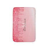 Monogram metaal Neon Hot Pink Glitter Driping Badmat (Voorkant Verticaal)