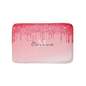 Monogram metaal Neon Hot Pink Glitter Driping Badmat (Voorkant)