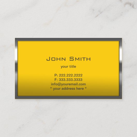 Monogram Metaal, Omgekeerd Professioneel Geel Visitekaartje (Achterkant)