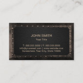 Monogram metaal omhuld donker leder visitekaartje (Achterkant)