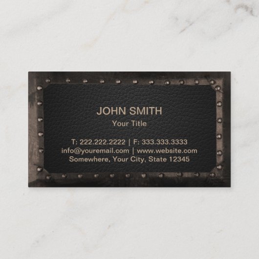 Monogram metaal omhuld donker leder visitekaartje (Achterkant)