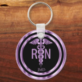 Monogram metaal Paars voor geregistreerde verpleeg Sleutelhanger (Achterkant)