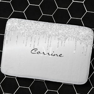 Monogram metaal Platinum Silver Glitter Driping Badmat