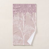 Monogram metaal Roos Glitter & Mauve Floral Bad Handdoek (Handdoek)