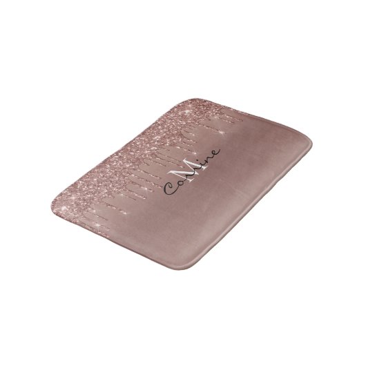 Monogram metaal Roos Gold Driving Faux Glitter Badmat (Gekanteld)