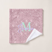 Monogram metaal Roos Gold Glitter & Iridescent Bad Handdoek (Wasdoekje)