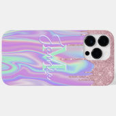 Monogram metaal Roos Gold Glitter & Iridescent Case-Mate iPhone Case (Achterkant (horizontaal))