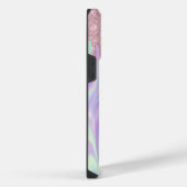 Monogram metaal Roos Gold Glitter & Iridescent iPhone Hoesje (Rechterkant)