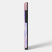 Monogram metaal Roos Gold Glitter & Iridescent iPhone Hoesje (Linkerkant)