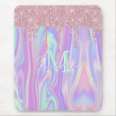 Monogram metaal Roos Gold Glitter & Iridescent Muismat (Voorkant)