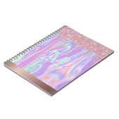 Monogram metaal Roos Gold Glitter & Iridescent Notitieboek (Linkerzijde)