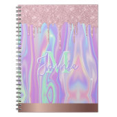 Monogram metaal Roos Gold Glitter & Iridescent Notitieboek (Voorkant)