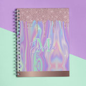 Monogram metaal Roos Gold Glitter & Iridescent Notitieboek