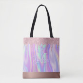 Monogram metaal Roos Gold Glitter & Iridescent Tote Bag (Voorkant)
