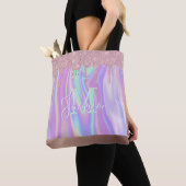 Monogram metaal Roos Gold Glitter & Iridescent Tote Bag (Dichtbij)