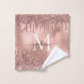 Monogram metaal Roos Goud Roze Drijvende Glitter Bad Handdoek (Wasdoekje)