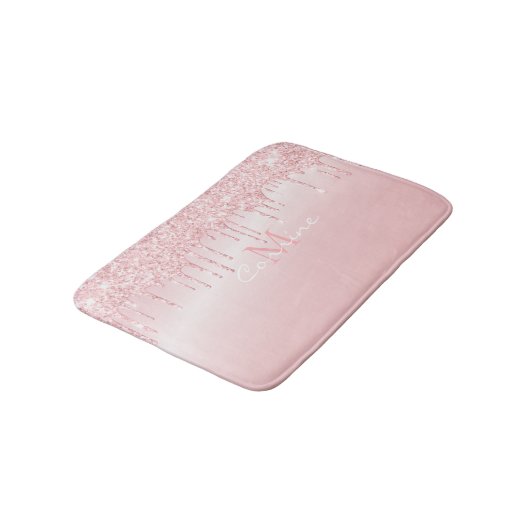 Monogram metaal Roos Kwartz Roze Glitter Drivers Badmat (Gekanteld)