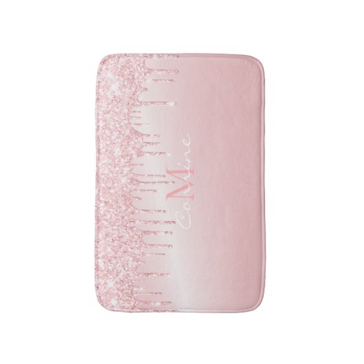 Monogram metaal Roos Kwartz Roze Glitter Drivers Badmat (Voorkant Verticaal)